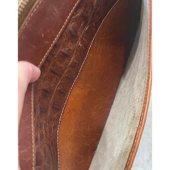 Brahmin Croc print shoulder bag brown vintage Needs TLC - Picture 11 of 16